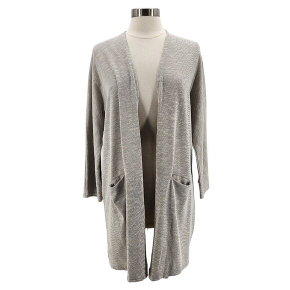 NWT Donni. Striped Gray Ivory Duster Cardigan Womens One Size - Picture 11 of 11